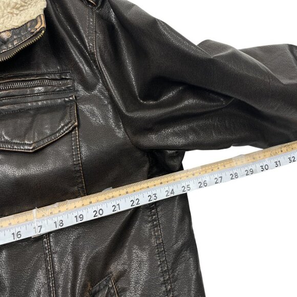 Levi's Aviator Bomber Moto Racer Faux Leather Sherpa Lined Jacket Men's XL - Picture 7 of 11